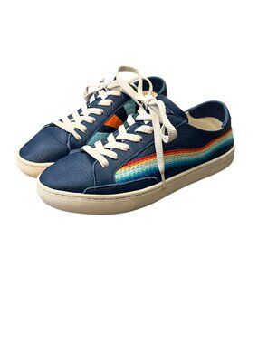 Soludos Women’s Leather Sneakers Rainbow Stripe Chill Out Low Top Size 9